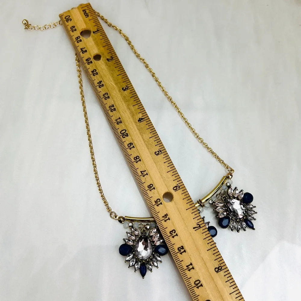 Vintage aged goldtone bling statement necklace